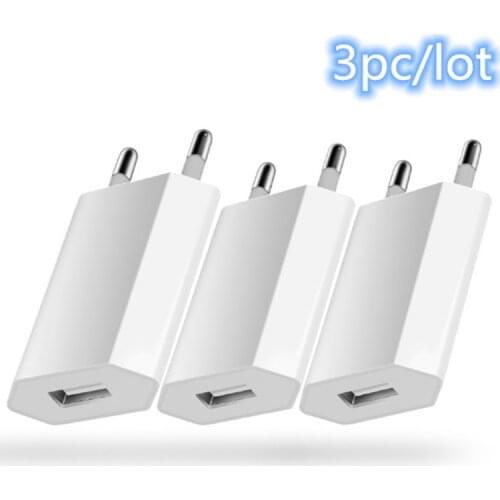 3pc/lot Travel Wall Charging Charger Power Adapter USB AC EU Plug For Apple iPhone X XS MAX MR 11 8 7 6 6s 5 5S 4