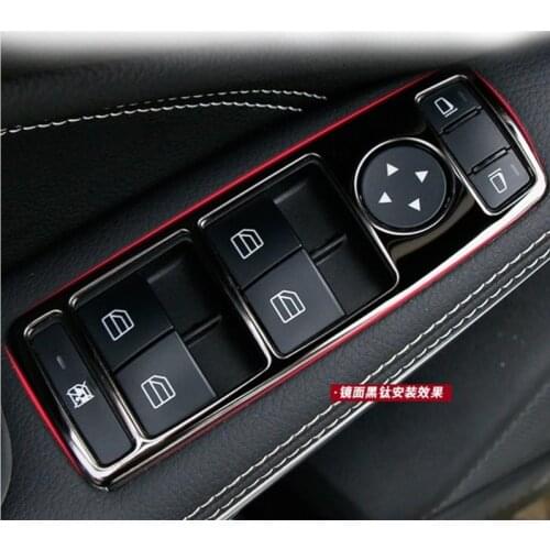 Car Styling door armrest panel Sitcker trim Auto window glass lift buttons For Mercedes Benz CLA GLA A Class W117 C117 W176 X156
