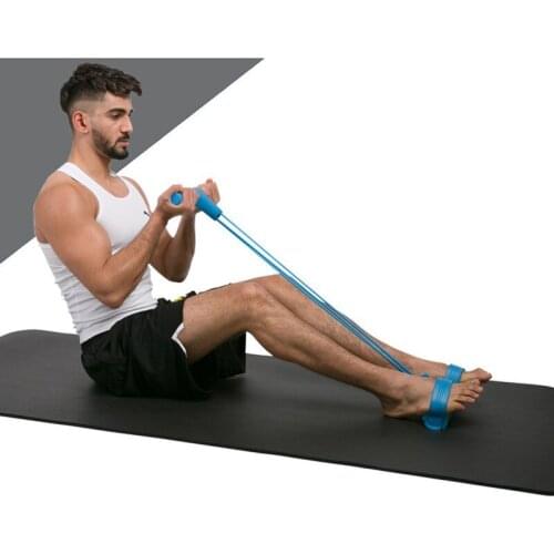 Tension Rope 4 Tube Puller Pedal Ankle Abdominal Exerciser Fitness Elastic Sit Up Pull Rope Training Equipment Home GYM Sport
