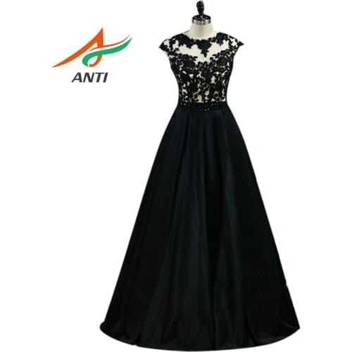 ANTI Appliques Beading Evening Dress 2018 Elegant Floral Formal Gowns Celebrity Dress A-Line Wedding Party Abide Classic black