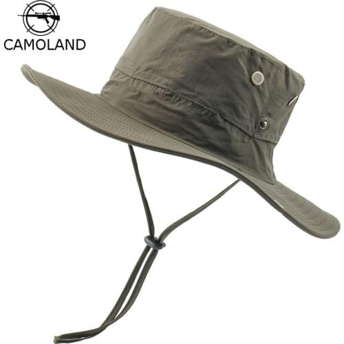 CAMOLAND Waterproof Boonie Hat For Men Outdoor Fishing Hats Wide Brim UV Protection Beach Caps Women Breathable Sun Bucket Hat