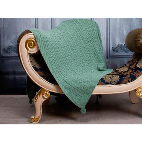 Knitwear Mesh Patterned Tomi Tv Blanket Green