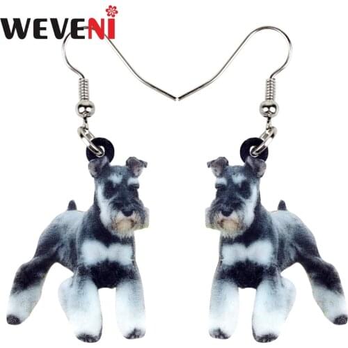 WEVENI Acrylic Trendy Schnauzer Terrier Dog Earrings Drop Dangle Gift Anime Animal Jewelry For Women Girls Female Gift Brincos