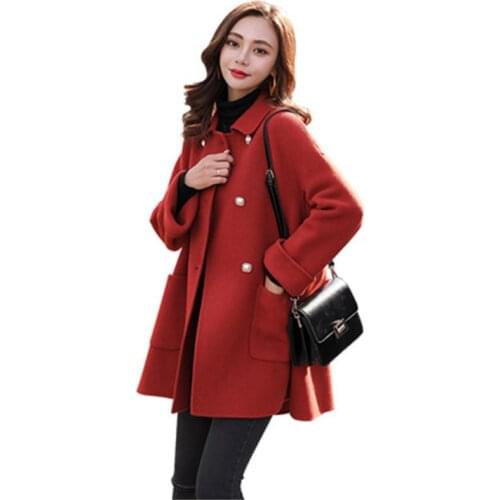Fashion plaid jacket Women spring winter New High quality woolen coat female long section loose woolen coat female