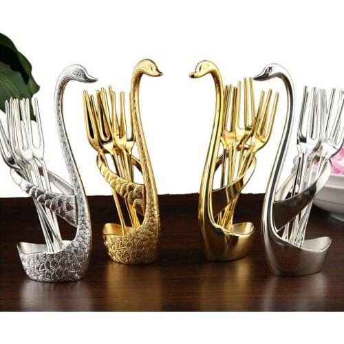 Gold/silver swan fruit dessert snack set gloss embossed silver gold table decoration a tableware dinnerware event party CC001