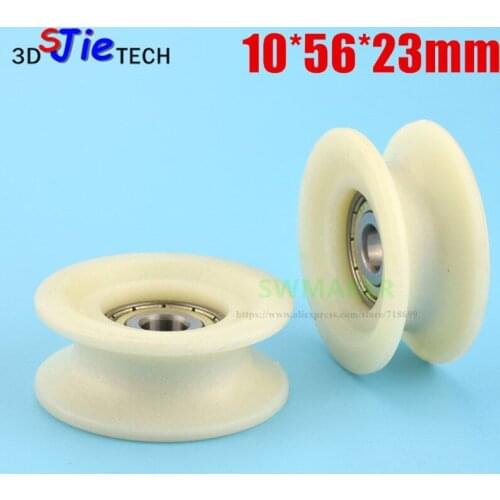 1pcs 10*56*23mm U type nylon bearing wheel, R8 roller, D10 plastic sheave for Baston injection molding machine / safety door