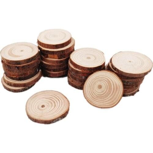 100pcs 4-5cm Natural Unfinished Wood Slices DIY Handmade Wedding Craft Ornaments for Christmas Diy Decor