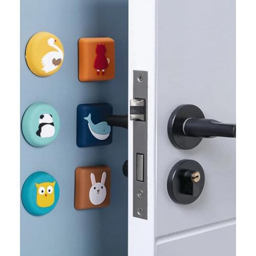 1/2Pcs Silicone Crash Pad Cartoon Home Anti-collision Sticky Door Back Handle Bumper Refrigerator Sucker Foot Pad Wall Protector