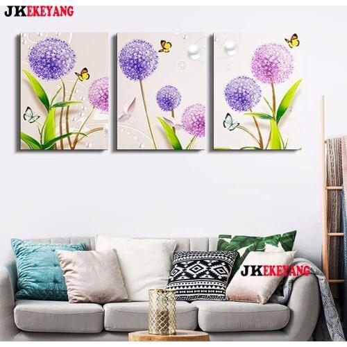 3pcs 5D Diy round/square diamond painting Dandelion Butterfly Diamond Mosaic Embroidery cross stitch Y4402