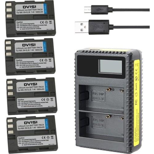 4 Pcs/lot DVISI EN-EL3E EN-EL3e EN EL3E Camera Batteries & Dual USB LCD Charger for Nikon D50 D70 D80 D90 D100 D200 D300 D700 z1