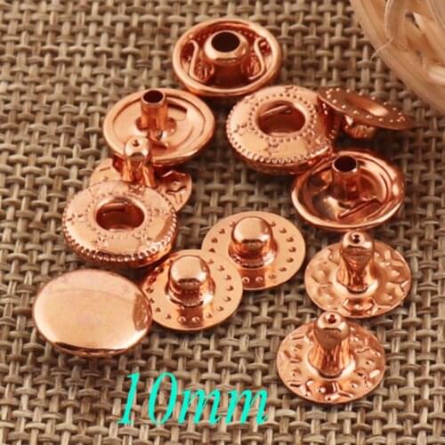 40 units Rose Gold Snap Button Set 10 mm Round Square Buttons Snaps Popper Metal Plated Button Snap Buttons