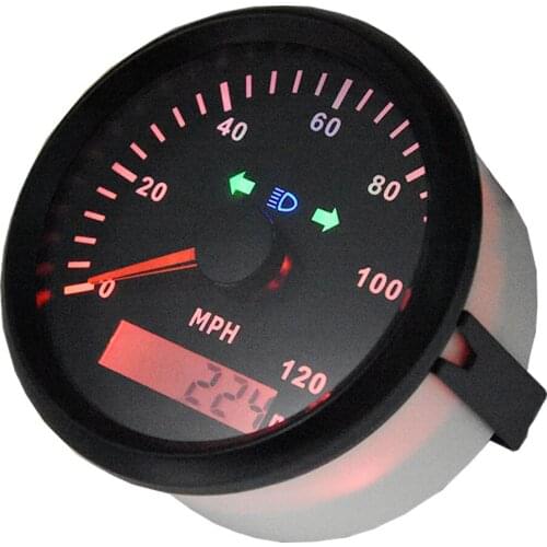 85mm 0-120MPH Digital GPS Speedometer Gauge For Marine Car Truck Boat Motorcycle Odometer with GPS Antenna Waterproof Black