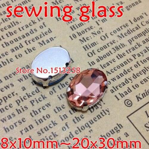8x10mm,10x14mm,13x18mm,18x25mm,20x30mm Light Peach Color Sew On Crystal Oval Fancy Stone With Metal Claw Setting