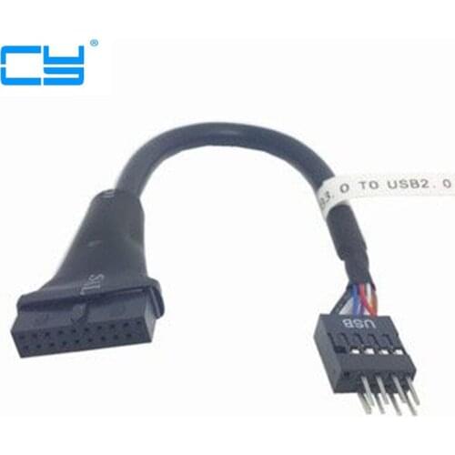 USB 2.0 9pin Header Male to Motherboard USB 3.0 20pin Housing Female Cable 10cm