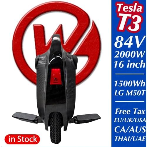 Begode Gotway Tesla T3 Unicycle V3 New Update Anti Spin Bluetooth Speaker 84V 1500Wh 2000W LG One Wheel Electric Monowheel