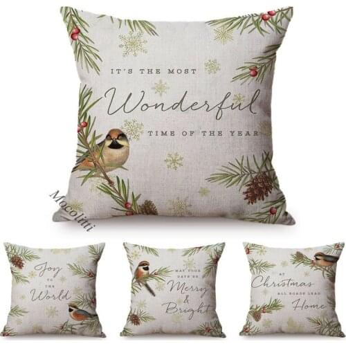 Letter Style Sofa Throw Pillow Case Nordic Sparrow Bird Pattern Home Decoration Square Cushion Cover Office Chair Cushions Cover