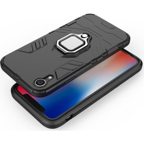 For Apple iphone XS Max Case With stand Ring Hard Silicone + PC Armor shockproof Protective back cover case for iphone XR XS
