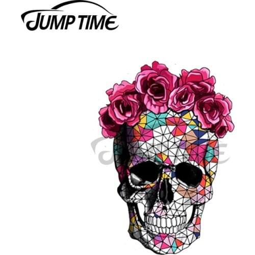 JumpTime 13 x 4cm For Flowers Skull Decal Creative Laptop Fine Graffiti Stickers Motorcycle Surfboard Vinyl Car Wrap for Vehicle