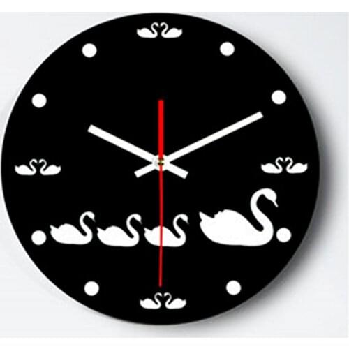 Decorative Wall Clock Cat and Swan Design Creative Wall Clock Acrylic Living Room Large Wall Clocks Home Decoration