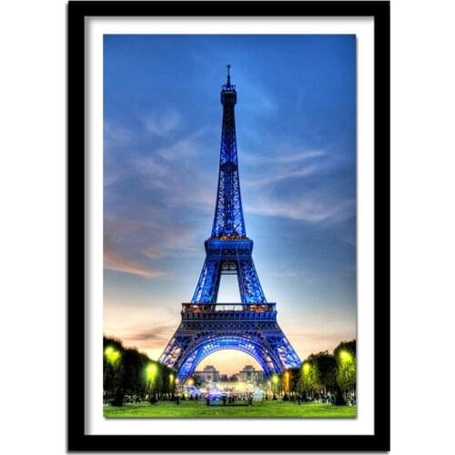 Nabi Diy Diamond Painting Night View Paris Iron Tower Cross Stitch round crystal diamond 5d Picture diamond embroidery pattern