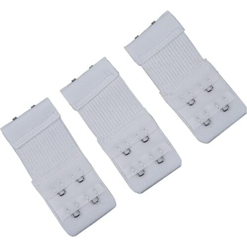 Women White 2 Rows Hook and Eye Tape Stretch Bra Strap Extenders