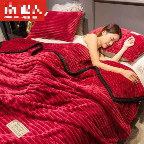 Home Cover Bed Sheet Winter Warm Blanket Flannel Soft Bedspread Double Couple Queen King Size Throw for Sofa 180*200 200*230cm