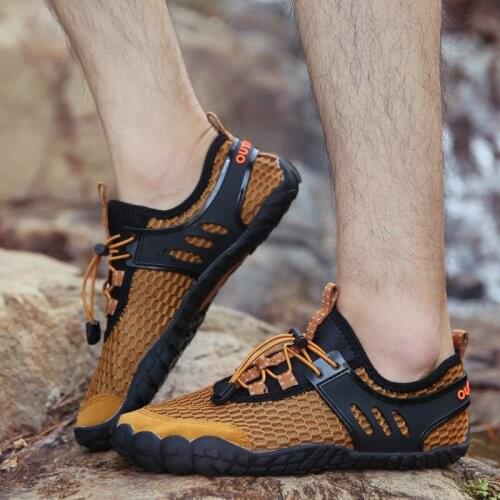 Breathable Lace Up Water Sport & Aqua Shoes Men Beach Swimming Pool Diving Reef Fishing Fivefingers Agua Barefoot Shoes