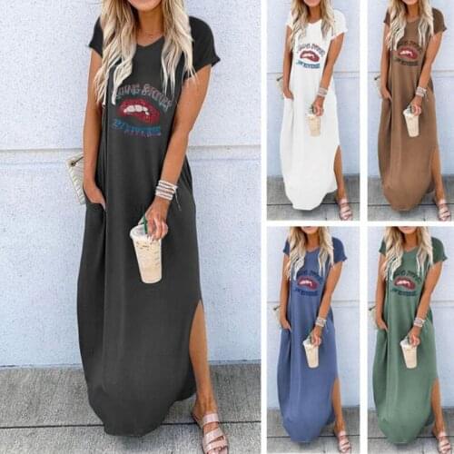 Hot Sale Green Cartoon Black Big Shirt Dress Casual O Neck Summer Dress Short Sleeve Loose Khaki Straight Dresses Women Long