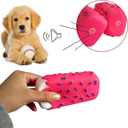 Pet Dog Toy Chew Squeaky Rubber Pink Popsicle Shaped Toys for Cat Puppy Baby Dogs Ice Cream Bite Molar Toy Funny Interactive