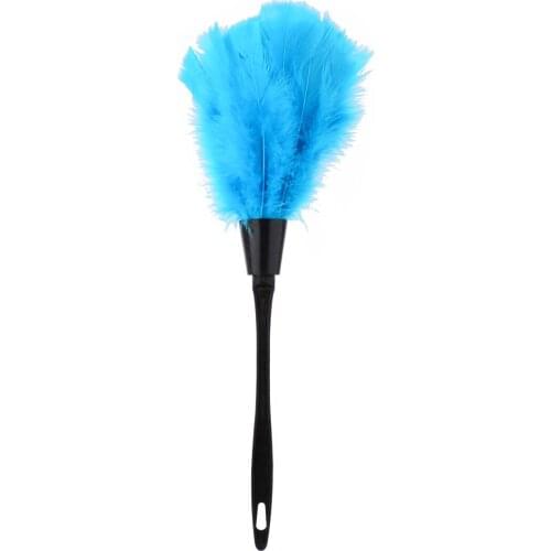 1pc New Multicolor Turkey Feather Duster with Black Plastic Handle For Computer Home Office Cleaning Tool
