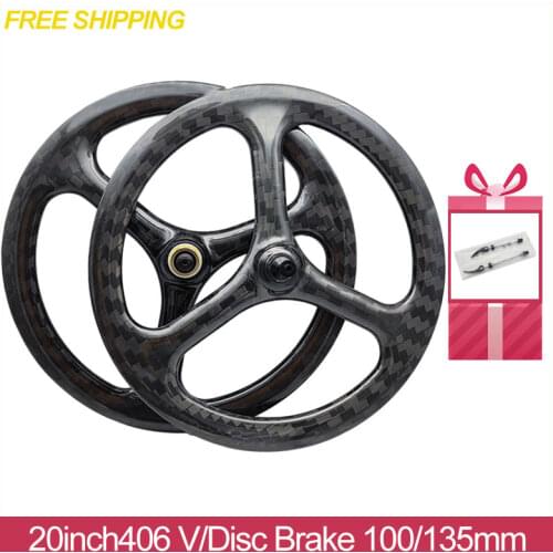 20inch 406 Full Carbon Fiber Wheel Set SEMA 100/135mm Rim / Disc Brake BMX Bicycle Parts With Hubsmith Novatec For Birdy Bike