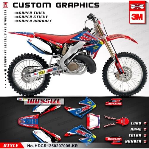 KUNGFU GRAPHICS Off-Road Decals MX Sticker Kit for CR125 CR250 2002 2003 2004 2005 2006 2007, Customizable
