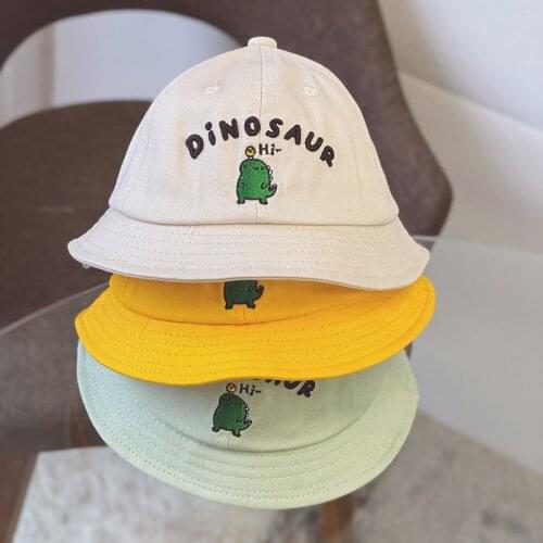 Summer Cute Dinosaur 1-5 Years Children Bucket Hat for Boys Girls Outdoor Beach Sun Hats Kids Cap