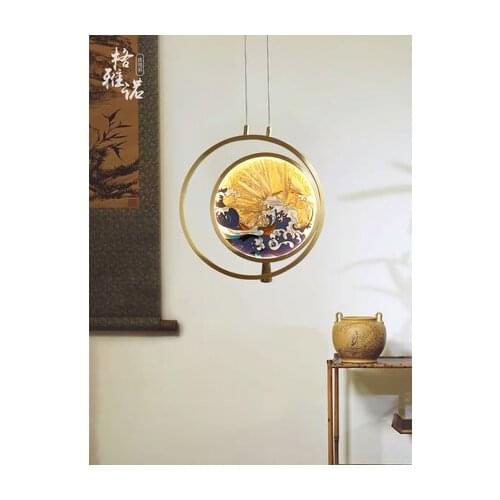 Enamel new Chinese style small chandelier, modern dining room, bedroom, study, simple designer all copper lighting