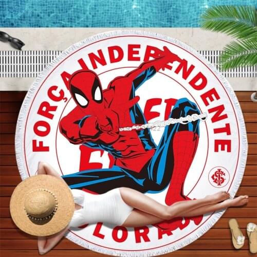 Cute Spider Man Printed Bath Towels Round Microfiber Beach Towels for Living Room Home Decor 150cm Large Size Blanket for Kids