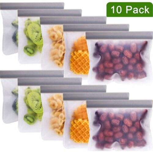 Reusable Frosted PEVA Storage Bag Refrigerator Refrigerated Food Zipper Fresh-Keeping Bag Sealed Leak-Proof Storage Storage Bag