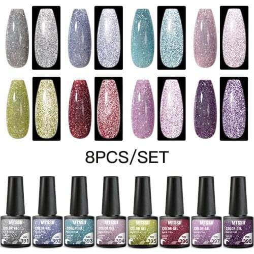 Mtssii Glitter Gel Nail Polish Shiny Nail Gel Semi Permanent Nail Art Varnishes For Need Base Top Coat