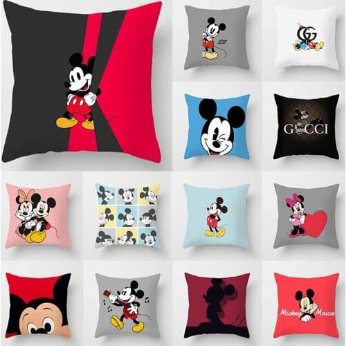 Disney Mickey Minnie Cartoon anime pillowcase 45*45cm Pillow pillowcase Childrens room decoration pillowcase Couple pillowcase