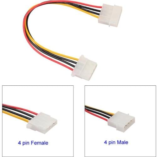 NEW 1pcs 18cm Computer Power Supply IDE Molex 4-pin Male To Female Extension Power Cable Pure Copper Wire Core Cable