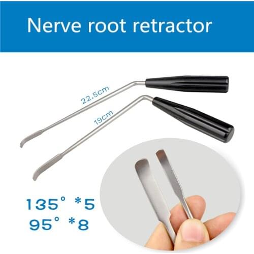 Orthopedic instruments medical nerve root retractor nerve retractor 95 135 degree blunt head black metal handle brain hook