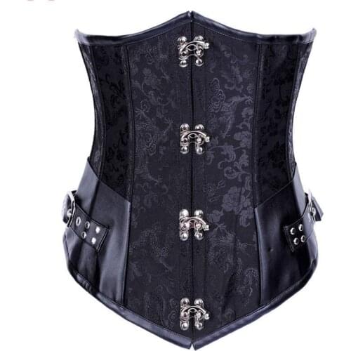 Adjustable Underbust Bustiers Gothic Tops Corset Women Bodice Steampunk Steel Boned Floral Party Club Show Waist Cinchers