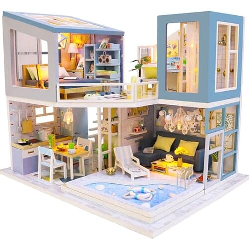 Hand-assembled DIY Mini Doll House Kits Models Cottage No Dust Cover Kids Toys
