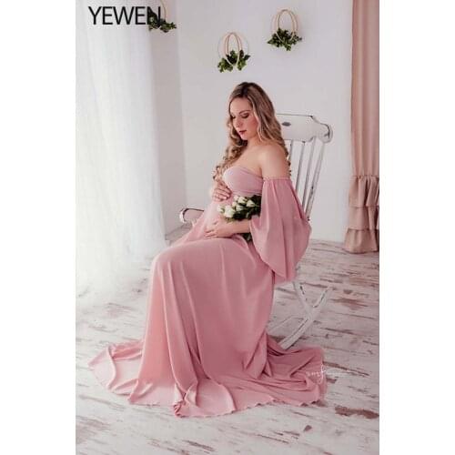 Sexy Off Shoulder Maternity Photography Props Long Dress for Pregnant Women Fancy Pregnancy Dress Elegence Maxi Gown Photo Shoot