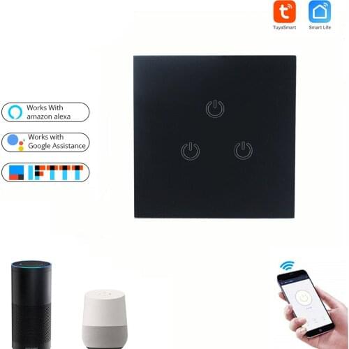 Tuya 3 Gang Wifi touch wall Switch light switch Global control compatible with Amazon Alexa,Google home for Smart home