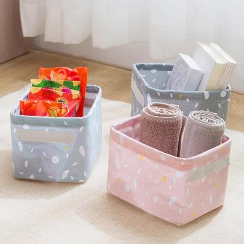 Folding Cotton Linen Storage Basket Desktop Sundries Cosmetics Box Organizer
