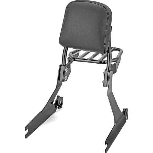 Passenger Backrest Sissy Bar + Luggage Rack Steel Gloss Black Standard Height For Harley 2002-2005 Dyna Super Glide FXD