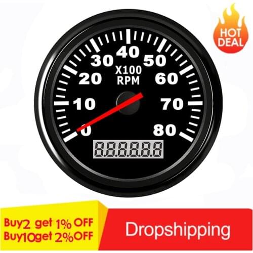 8000 RPM 85mm Tachometer For Marine Boat Accessories Tacho Hour Meter Gauge LCD Hourmeter 12V/24V