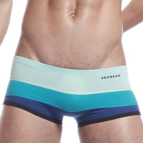 Sexy Cotton Mens Underpants Contrast Color Gay Men Underwear Boxer Shorts Male Cueca Trunk Seobean Brand Man Underward Lingerie