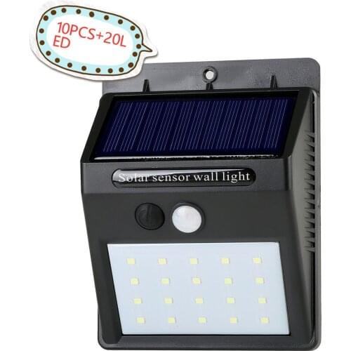 10PCS 20 LED Sensor light Outdoor Wall Waterproof Solar Garden Street light Sensor Night Lamp Motion Public Road Night Blubs