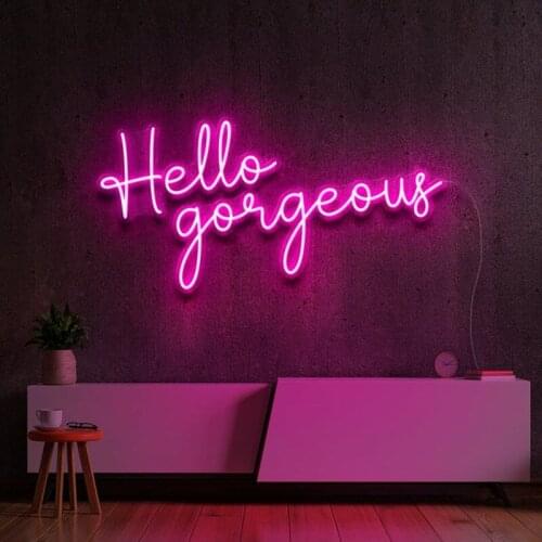 HELLO GORGEOUS Neon Sign Custom Neon Sign Lights Home Room Wall Decor Beauty Bar Decor Birthday Wedding Decor Personalized Gift
